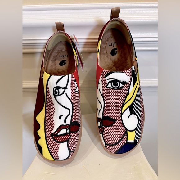 Pop Art-Women’s Foldable Slip-On Knitted Upper-Loafer/Sneakers-Speaking. By UIN. - Picture 1 of 15